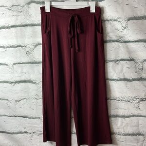 Zenana Stretch Jersey Tie Waist Wide Leg Cropped Lounge Pants - Size M NWOT